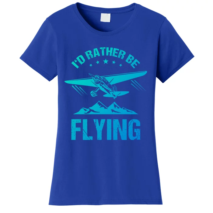 Retro Pilot Aviation ID Rather Be Flying Plane Gift Pilot Gift Women's T-Shirt