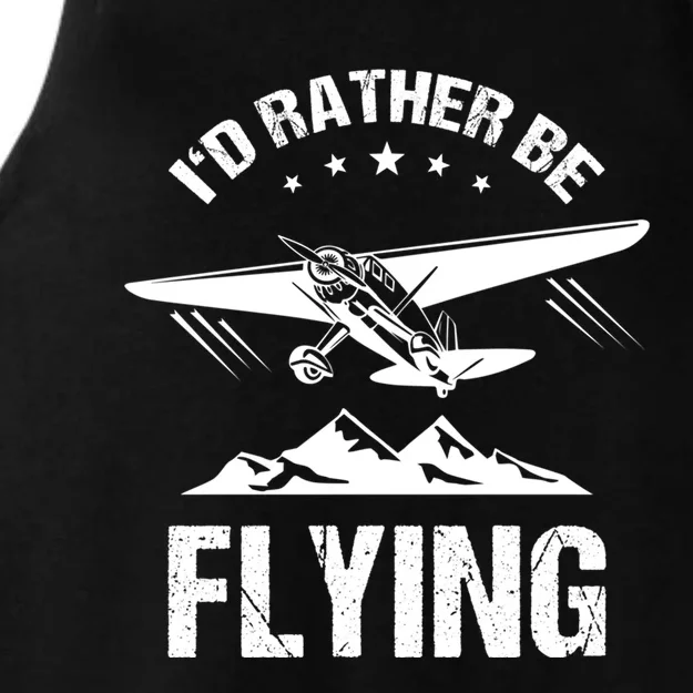 Retro Pilot Aviation Id Rather Be Flying Plane Gift Pilot Great Gift Ladies Tri-Blend Wicking Tank