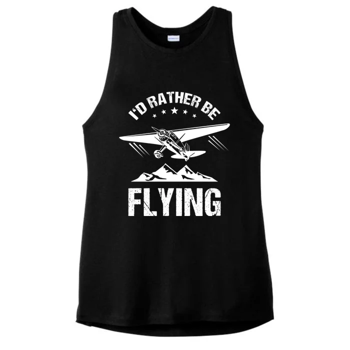 Retro Pilot Aviation Id Rather Be Flying Plane Gift Pilot Great Gift Ladies Tri-Blend Wicking Tank