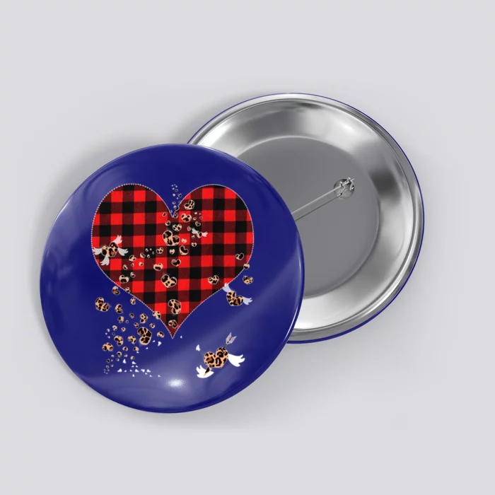 Red Plaid And Leopard Hearts Gift Cute Valentines Day Gift Button