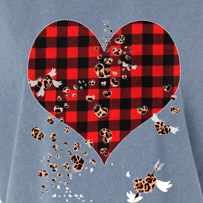 Red Plaid And Leopard Hearts Gift Cute Valentines Day Gift Garment-Dyed Women's Muscle Tee