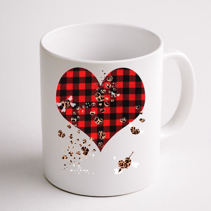 Red Plaid And Leopard Hearts Gift Cute Valentines Day Gift Front & Back Coffee Mug