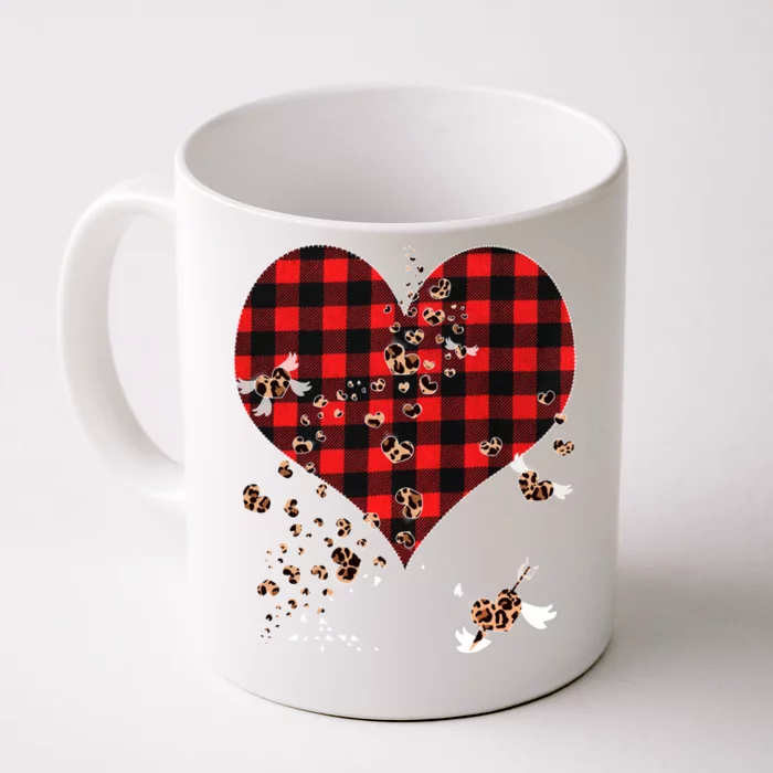 Red Plaid And Leopard Hearts Gift Cute Valentines Day Gift Front & Back Coffee Mug