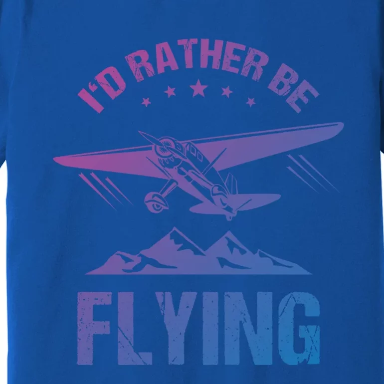 Retro Pilot Aviation ID Rather Be Flying Plane Gift Pilot Gift Premium T-Shirt