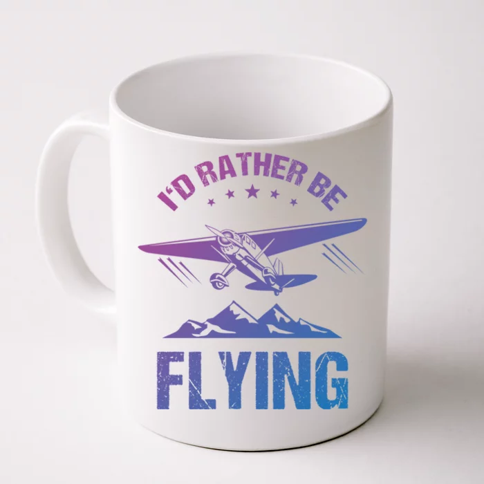 Retro Pilot Aviation ID Rather Be Flying Plane Gift Pilot Gift Front & Back Coffee Mug