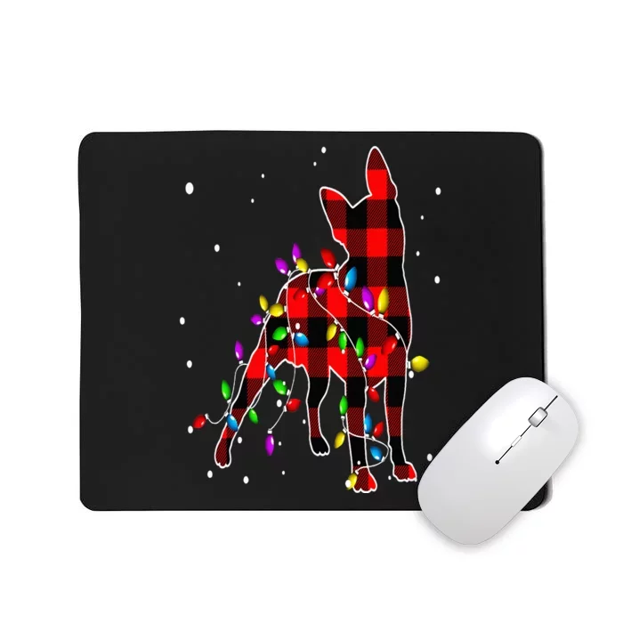 Red Plaid Buffalo Boston Terrier Dog Merry Christmas Pajama Mousepad