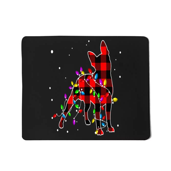 Red Plaid Buffalo Boston Terrier Dog Merry Christmas Pajama Mousepad