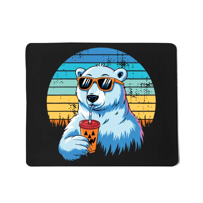 Retro Polar Bear In Sunglasses Halloween Funny Polar Bear Mousepad