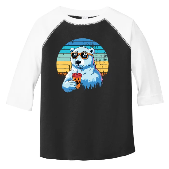 Retro Polar Bear In Sunglasses Halloween Funny Polar Bear Toddler Fine Jersey T-Shirt