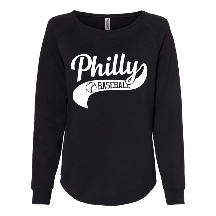 Retro Philadelphia Baseball Vintage Philly Swoosh Womens California Wash Sweatshirt