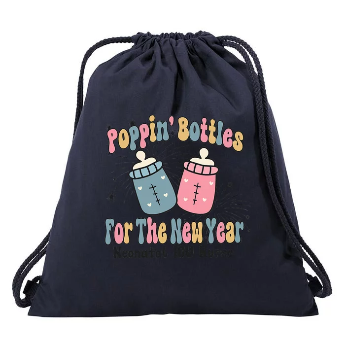 Retro Poppin' Bottles For The New Year Neonatal ICU Nurse Drawstring Bag