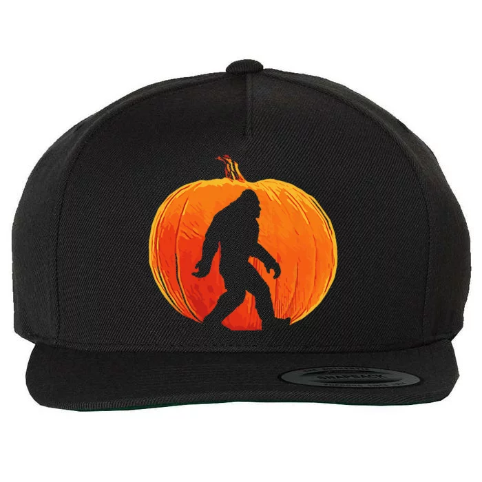 Retro Pumpkin Bigfoot Halloween Minimalist Jack OLantern Wool Snapback Cap