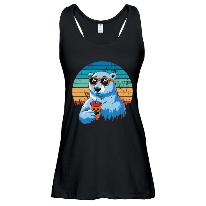 Retro Polar Bear In Sunglasses Halloween Funny Polar Bear Gift Ladies Essential Flowy Tank