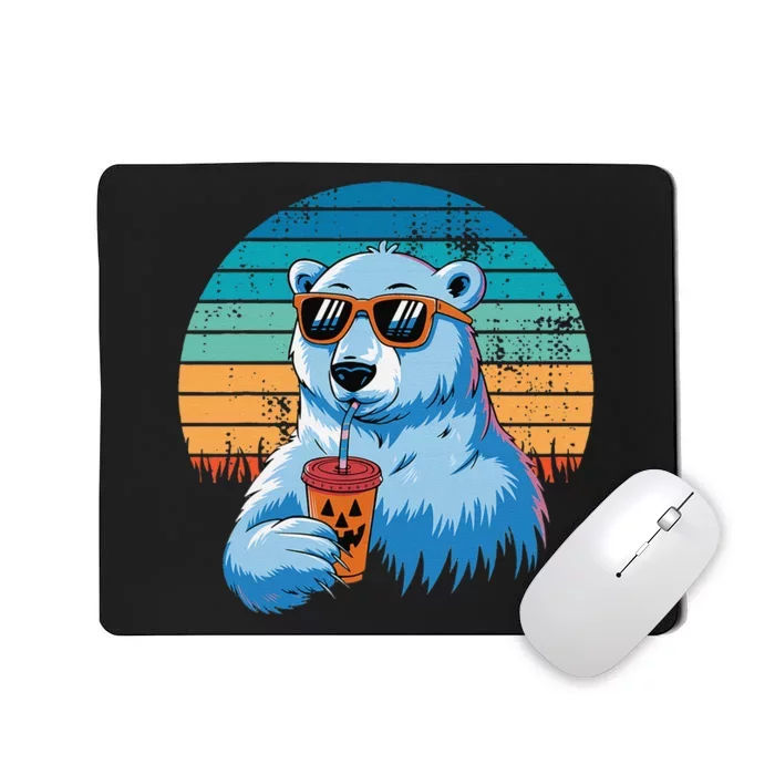 Retro Polar Bear In Sunglasses Halloween Funny Polar Bear Gift Mousepad