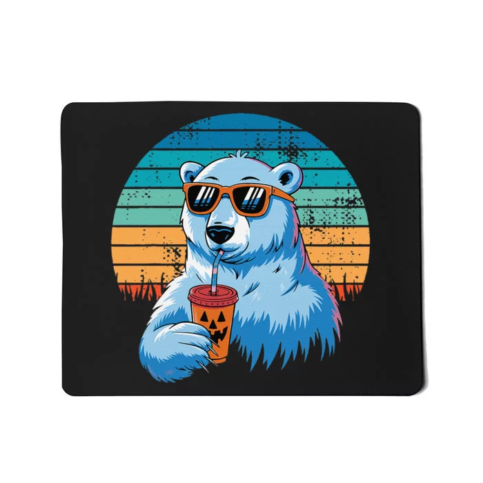 Retro Polar Bear In Sunglasses Halloween Funny Polar Bear Gift Mousepad