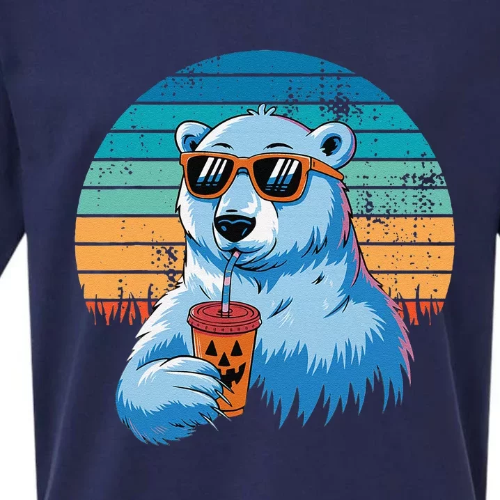 Retro Polar Bear In Sunglasses Halloween Funny Polar Bear Gift Sueded Cloud Jersey T-Shirt