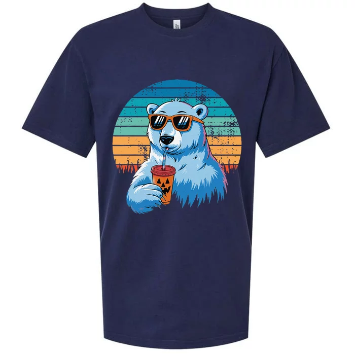 Retro Polar Bear In Sunglasses Halloween Funny Polar Bear Gift Sueded Cloud Jersey T-Shirt