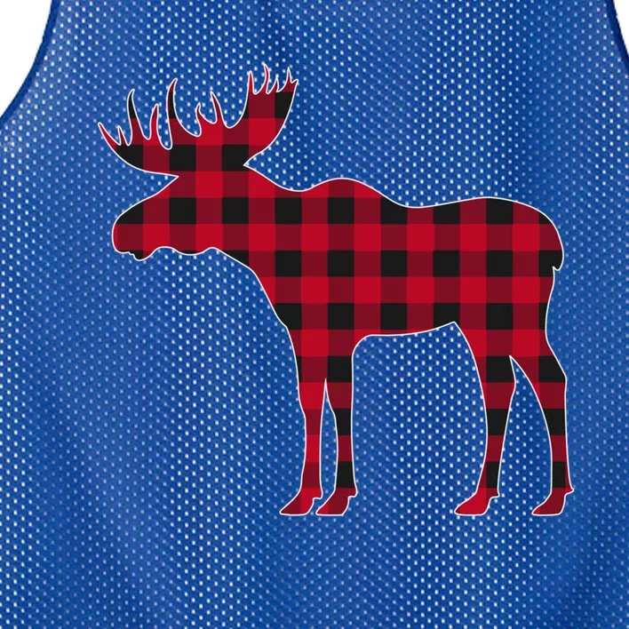 Red Plaid Buffalo Moose Christmas Matching Family Pajama Gift Mesh Reversible Basketball Jersey Tank