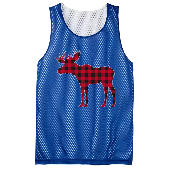 Red Plaid Buffalo Moose Christmas Matching Family Pajama Gift Mesh Reversible Basketball Jersey Tank