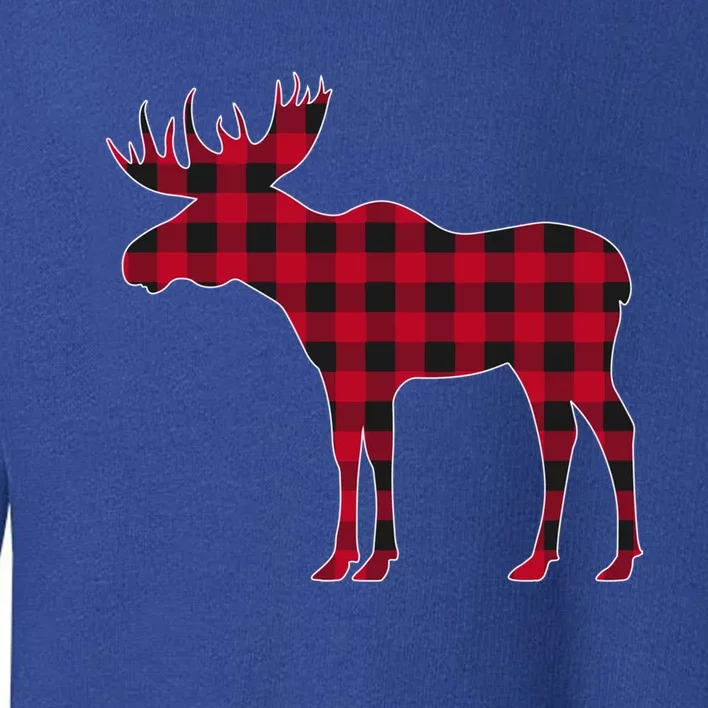 Red Plaid Buffalo Moose Christmas Matching Family Pajama Gift Toddler Sweatshirt