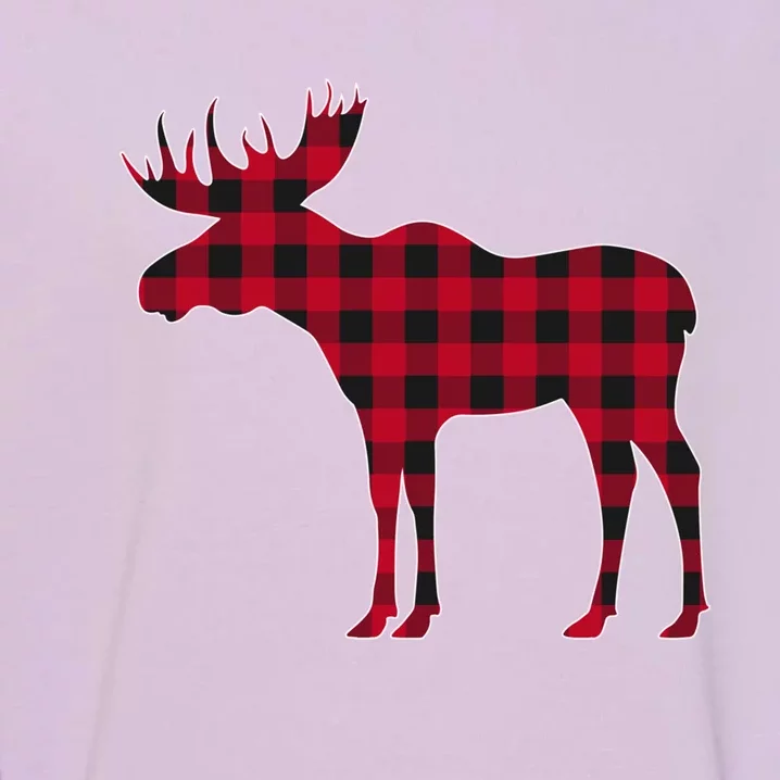 Red Plaid Buffalo Moose Christmas Matching Family Pajama Gift Garment-Dyed Sweatshirt