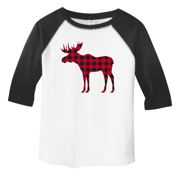 Red Plaid Buffalo Moose Christmas Matching Family Pajama Gift Toddler Fine Jersey T-Shirt