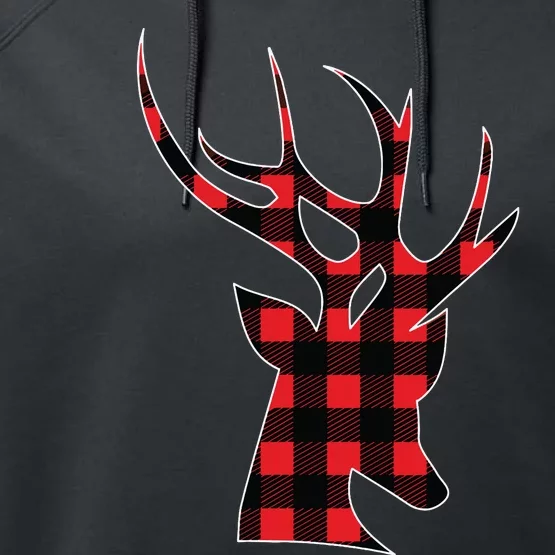 Reindeer Plaid Buffalo Christmas Performance Fleece Hoodie