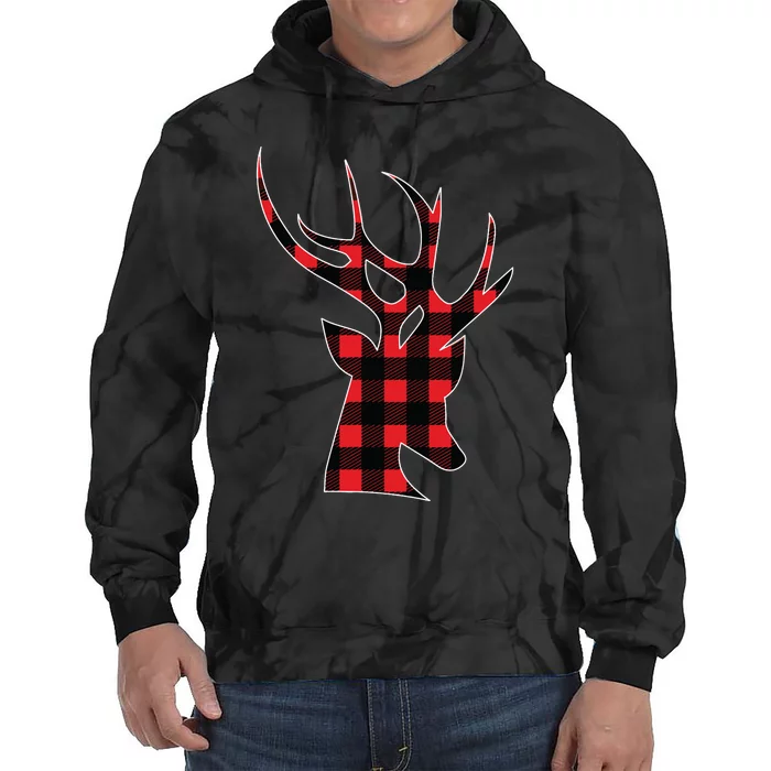 Reindeer Plaid Buffalo Christmas Tie Dye Hoodie