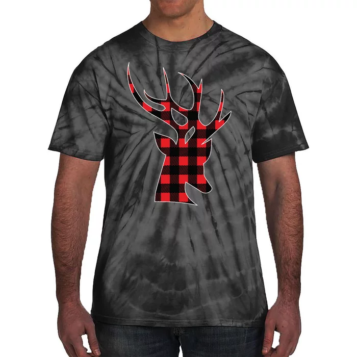 Reindeer Plaid Buffalo Christmas Tie-Dye T-Shirt