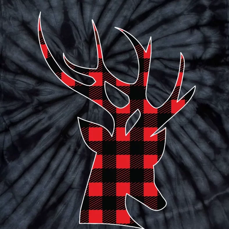 Reindeer Plaid Buffalo Christmas Tie-Dye T-Shirt