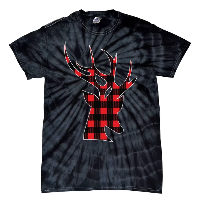 Reindeer Plaid Buffalo Christmas Tie-Dye T-Shirt