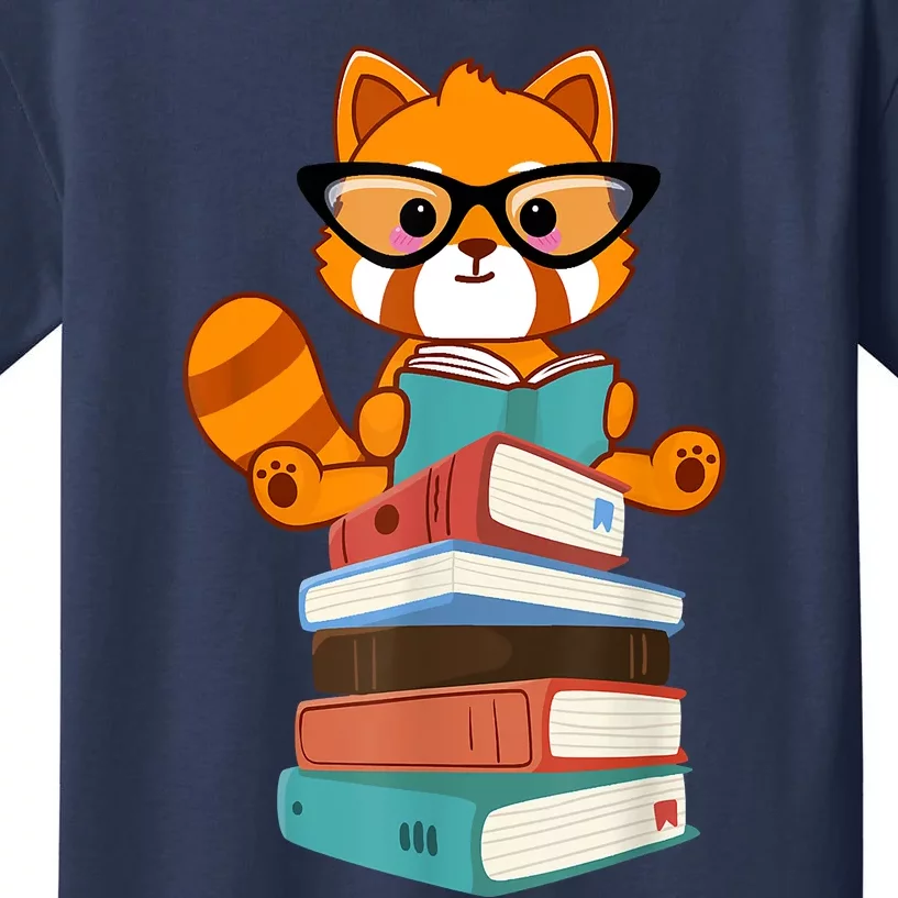 Red Pandas Book Lover Bookworm Cute Red Panda Reader Kids T-Shirt