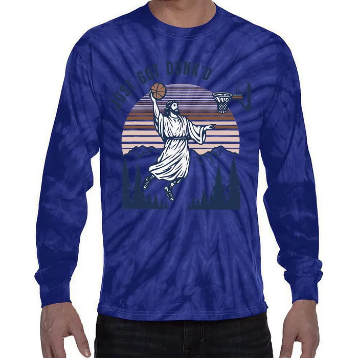 Retro Playing Basketball Funny Christians Tie-Dye Long Sleeve Shirt