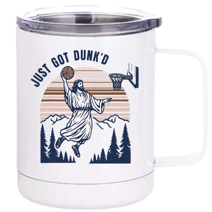 Retro Playing Basketball Funny Christians Front & Back 12oz Stainless Steel Tumbler Cup