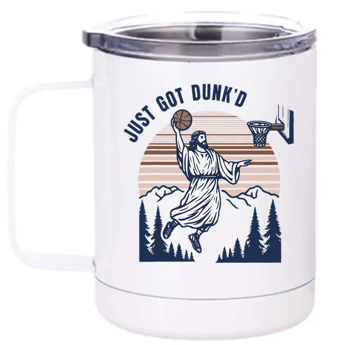 Retro Playing Basketball Funny Christians Front & Back 12oz Stainless Steel Tumbler Cup