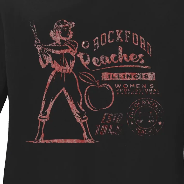 Rockford Peaches Baseball Team 1945 Ladies Long Sleeve Shirt