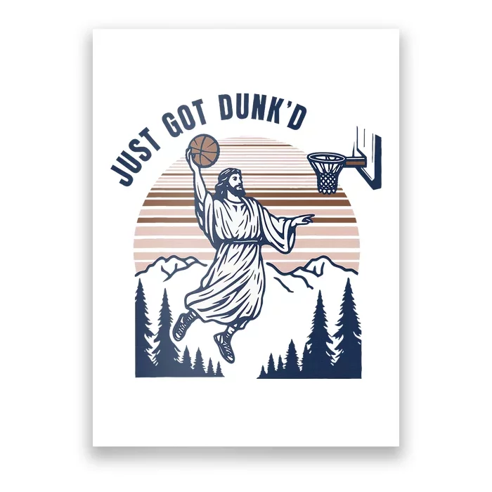 Retro Playing Basketball Funny Christians Poster