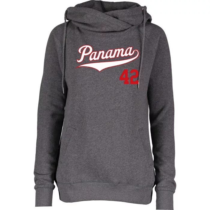 Retro Panama Baseball Soccer Futbol Beisbol 42 Womens Funnel Neck Pullover Hood