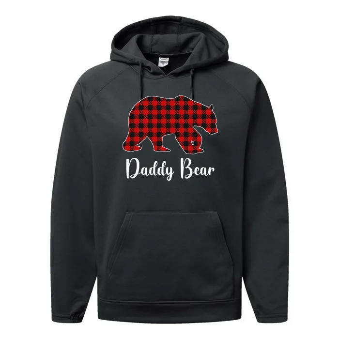 Red Plaid Bear Christmas Pajama Daddy Matching Family Dad Performance Fleece Hoodie