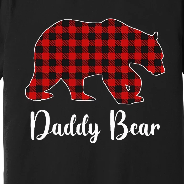 Red Plaid Bear Christmas Pajama Daddy Matching Family Dad Premium T-Shirt