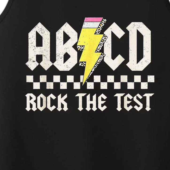 Retro Pencil Bolt Abcd Rock The Test Teacher Test Day Performance Tank