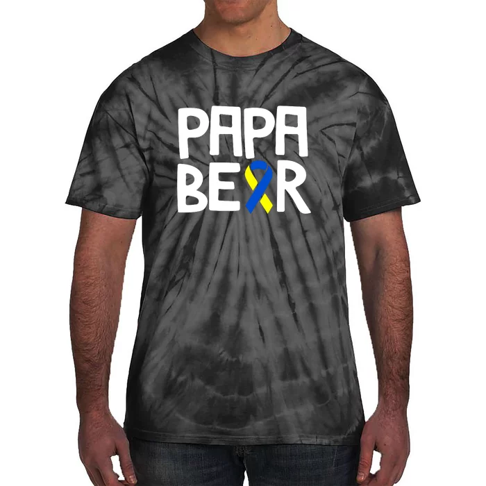 Ribbon Papa Bear Down Syndrome Awareness T21 Day Gift Tie-Dye T-Shirt