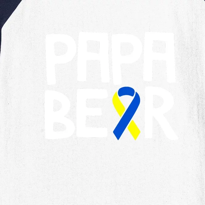 Ribbon Papa Bear Down Syndrome Awareness T21 Day Gift Baseball Sleeve Shirt