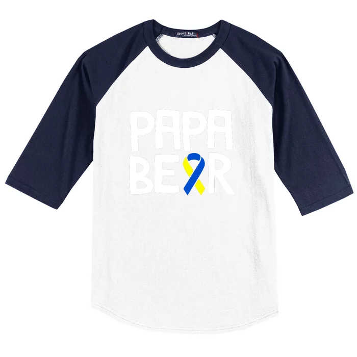 Ribbon Papa Bear Down Syndrome Awareness T21 Day Gift Baseball Sleeve Shirt