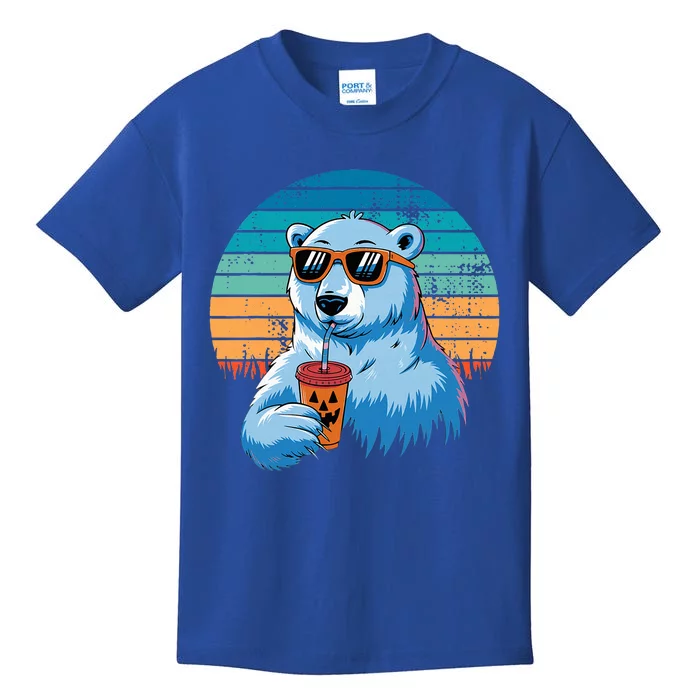 Retro Polar Bear In Sunglasses Halloween Kids T-Shirt