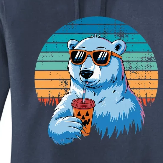 Retro Polar Bear In Sunglasses Halloween Women's Pullover Hoodie