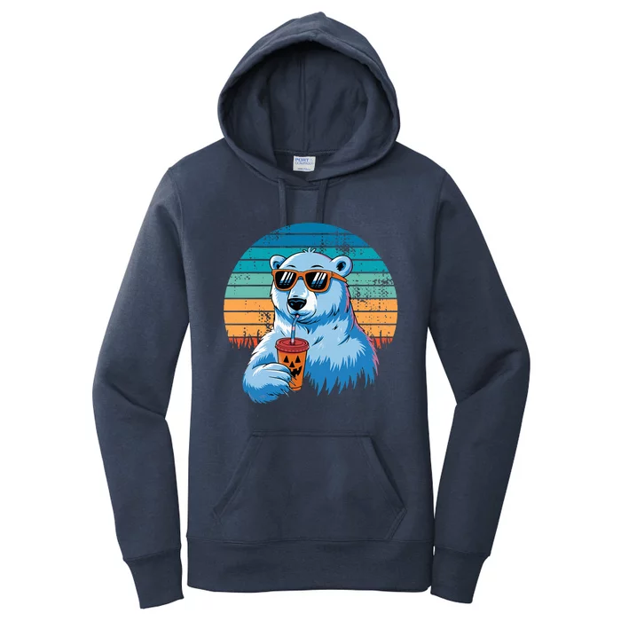 Retro Polar Bear In Sunglasses Halloween Women's Pullover Hoodie