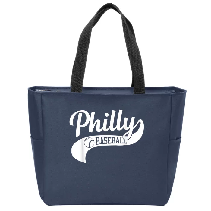 Retro Philadelphia Baseball Vintage Philly Swoosh Zip Tote Bag