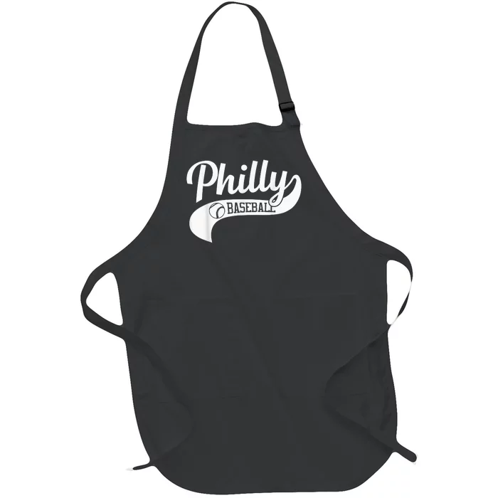 Retro Philadelphia Baseball Vintage Philly Swoosh Full-Length Apron With Pocket