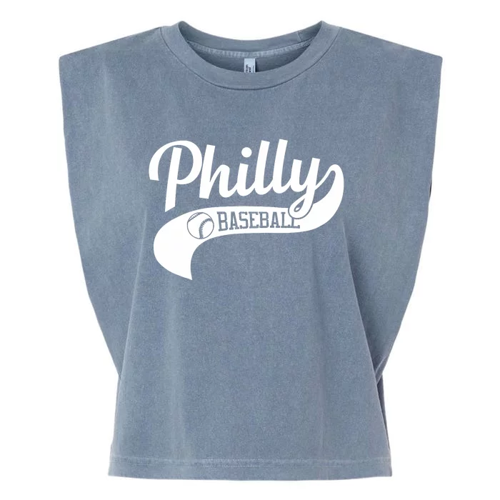 Retro Philadelphia Baseball Vintage Philly Swoosh Garment-Dyed Women's Muscle Tee